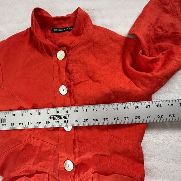 Tancredi & Morgen Womens Red Mandarin Collar Button-Front Jacket with Pockets - Picture 7 of 8